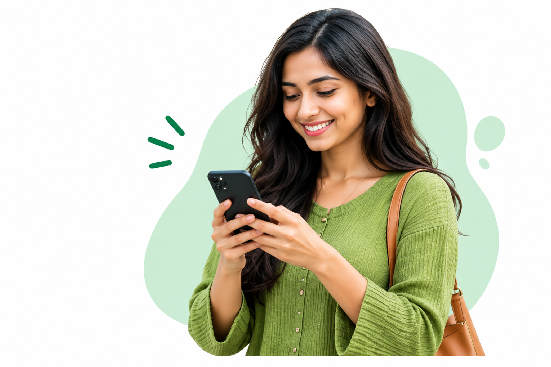 Customer browsing local businesses on her phone